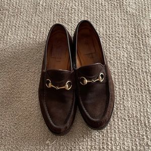 Gucci Horsebit Brown Suede Loafers